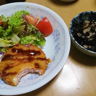 チーズとろ〜りハムカツ&れんこんとひじきの煮物